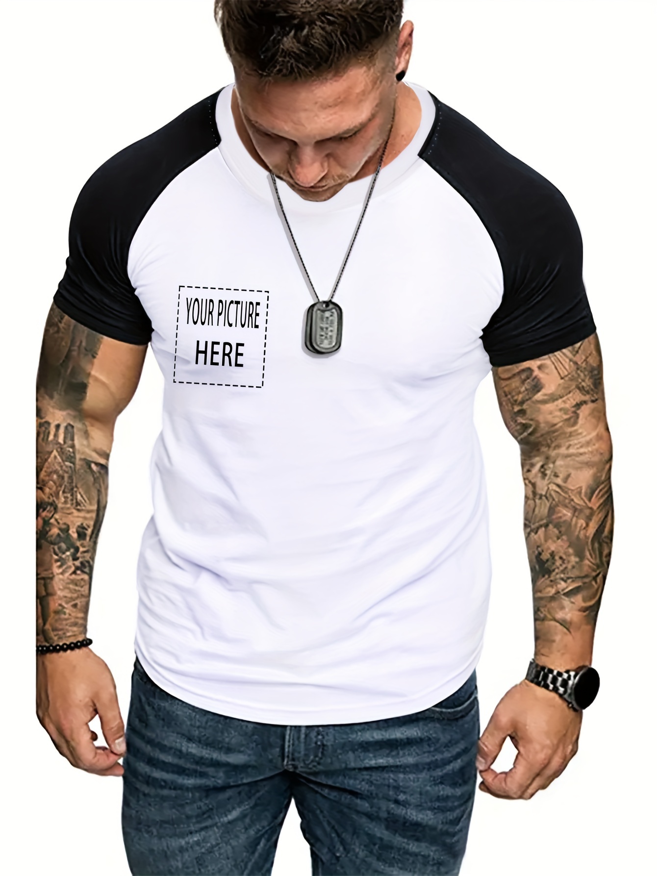 plus size mens custom raglan t shirt picture pattern graphic print short sleeve tees for males details 9