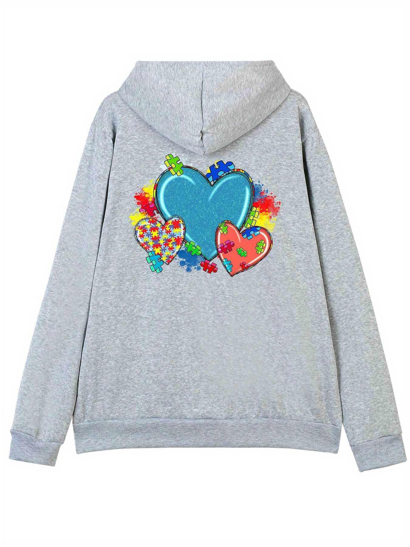 plus size mens casual trendy zip up hoodie with colorful heart print long sleeve hooded coat for male fashion details 12