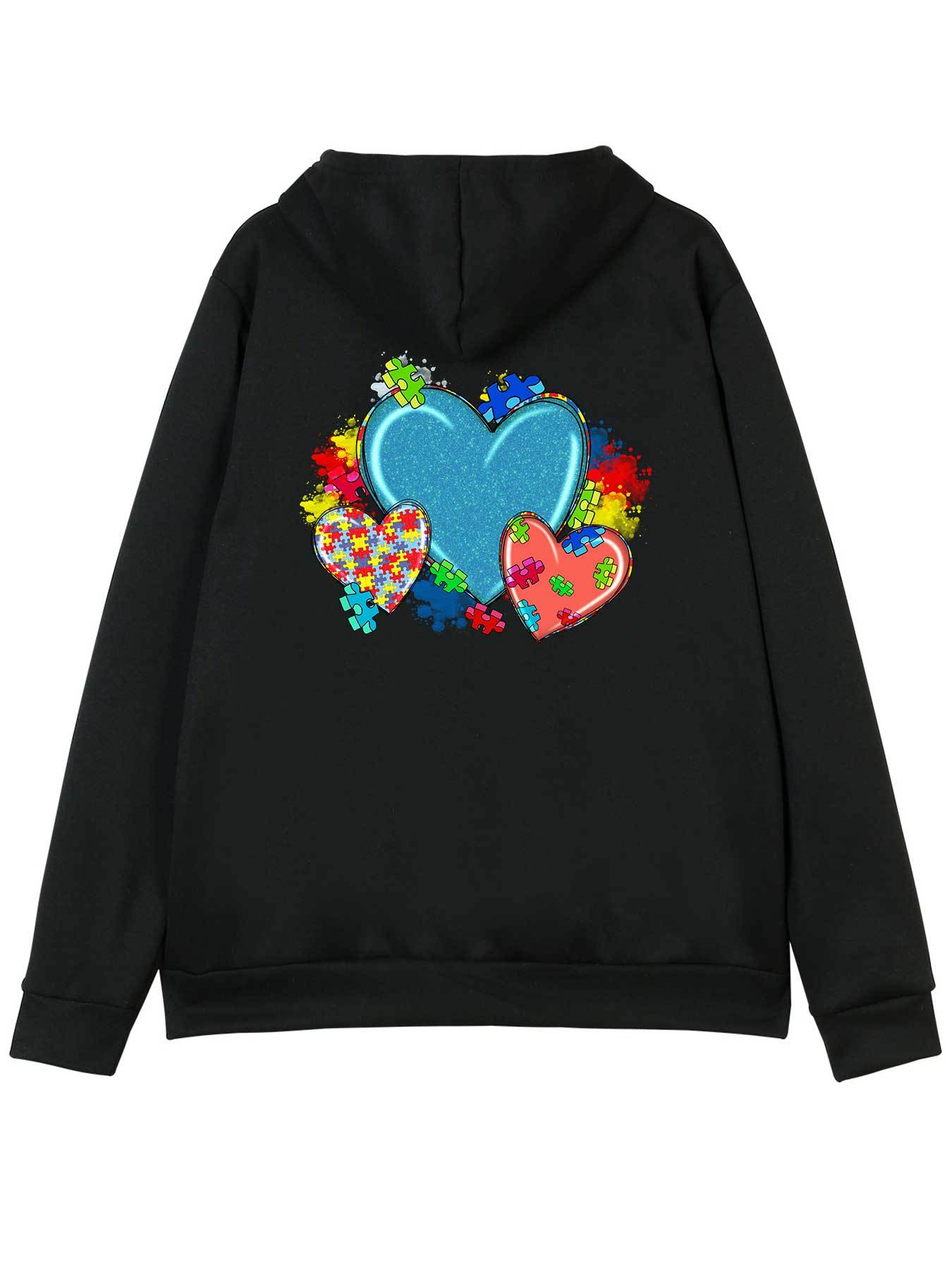 plus size mens casual trendy zip up hoodie with colorful heart print long sleeve hooded coat for male fashion details 26