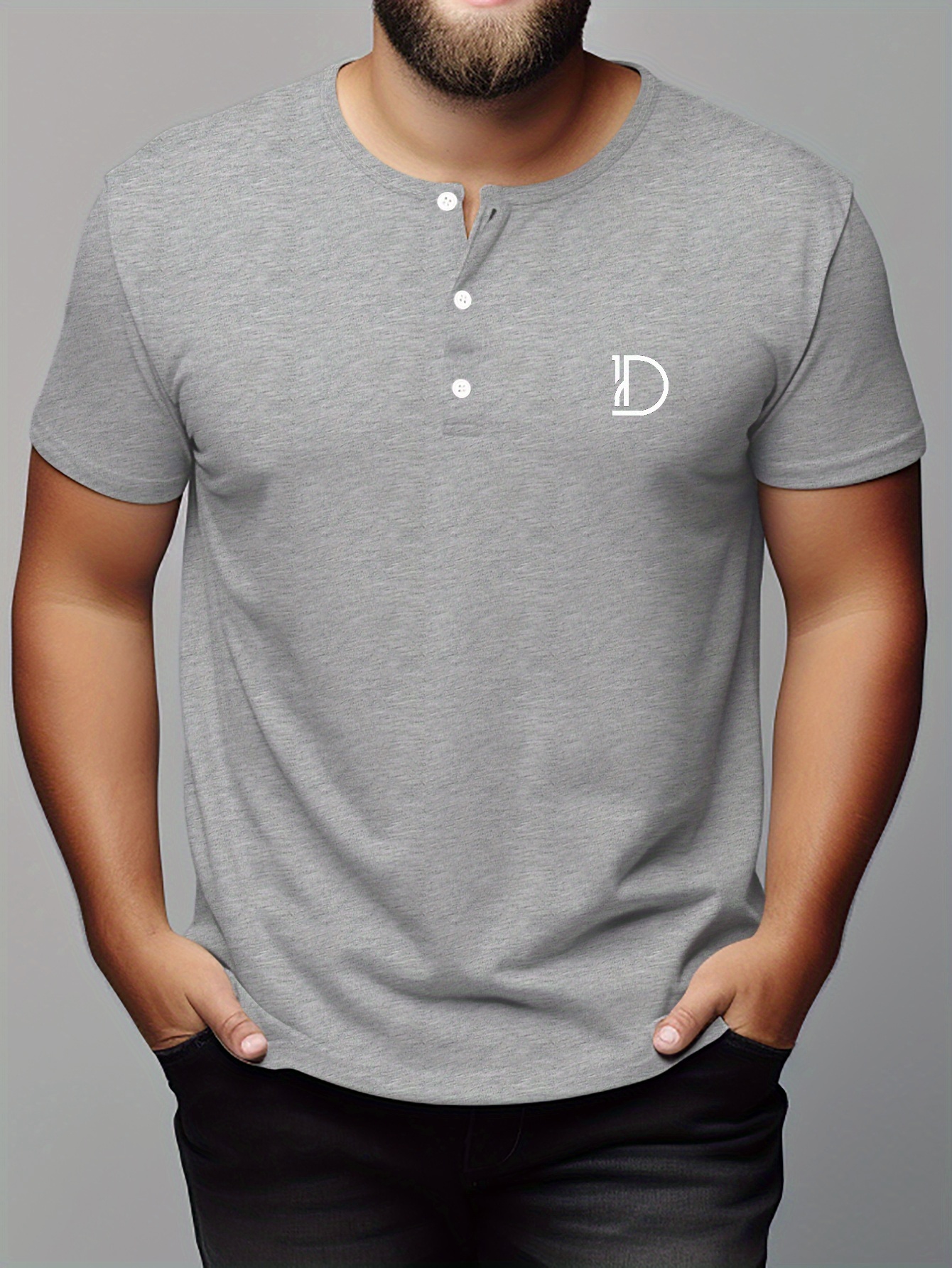 plus size mens letter d print t shirt comfy stretchable casual crew neck tops mens clothing for all seasons details 16