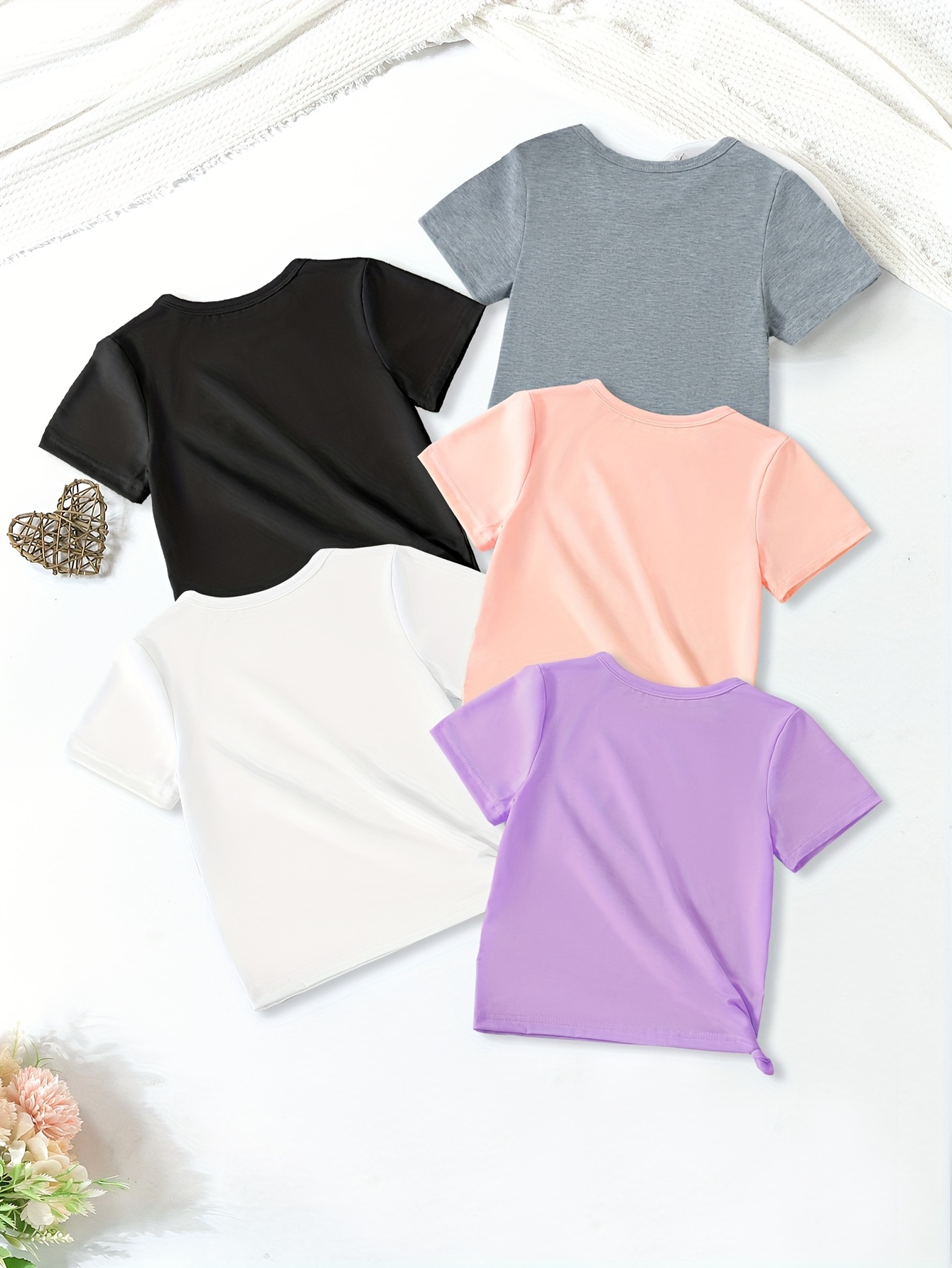 5pcs cute cartoon graphic crew neck short sleeve t shirt set for girls summer gift outdoor details 1