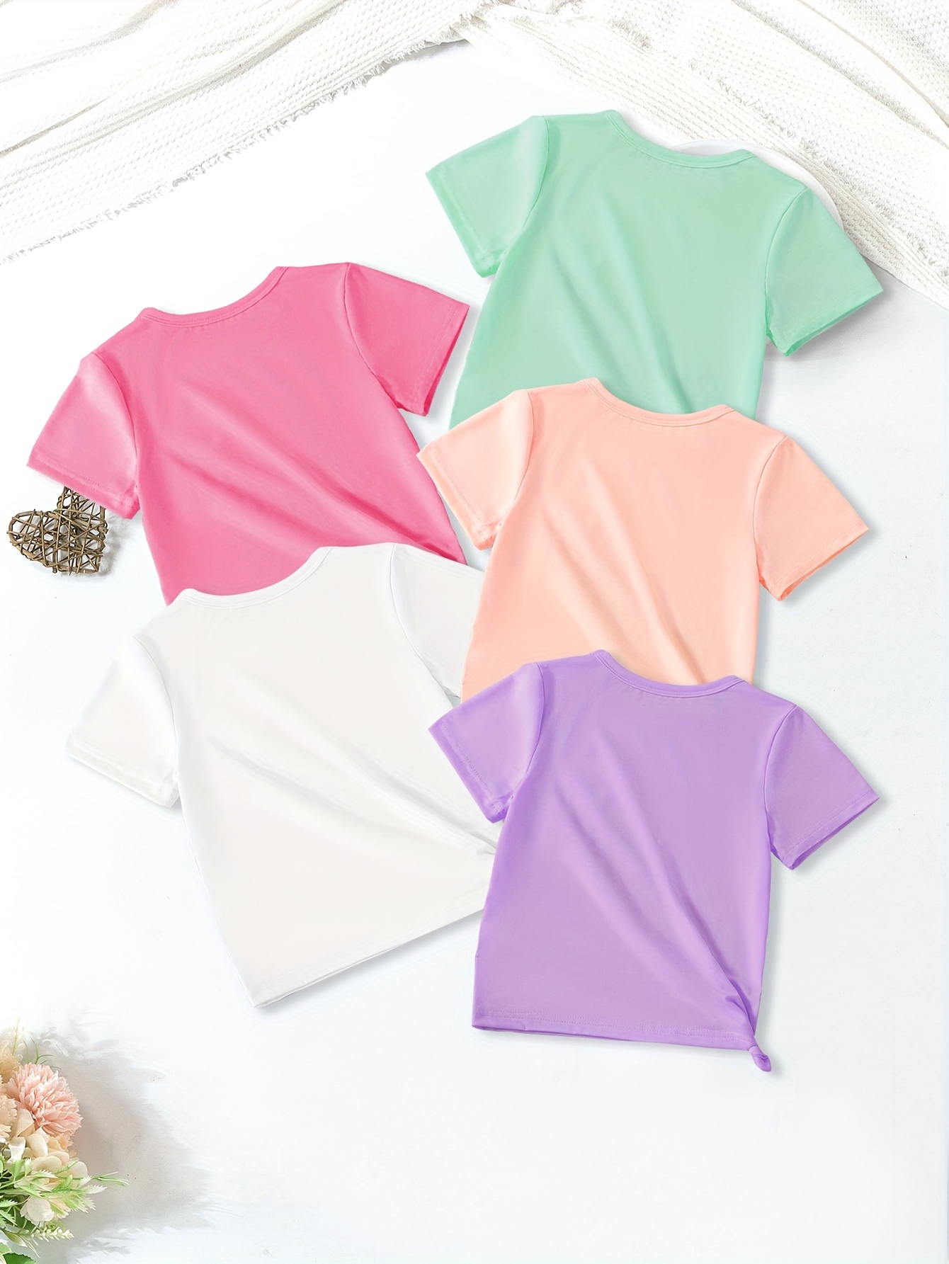 5pcs cute cartoon graphic crew neck short sleeve t shirt set for girls summer gift outdoor details 10