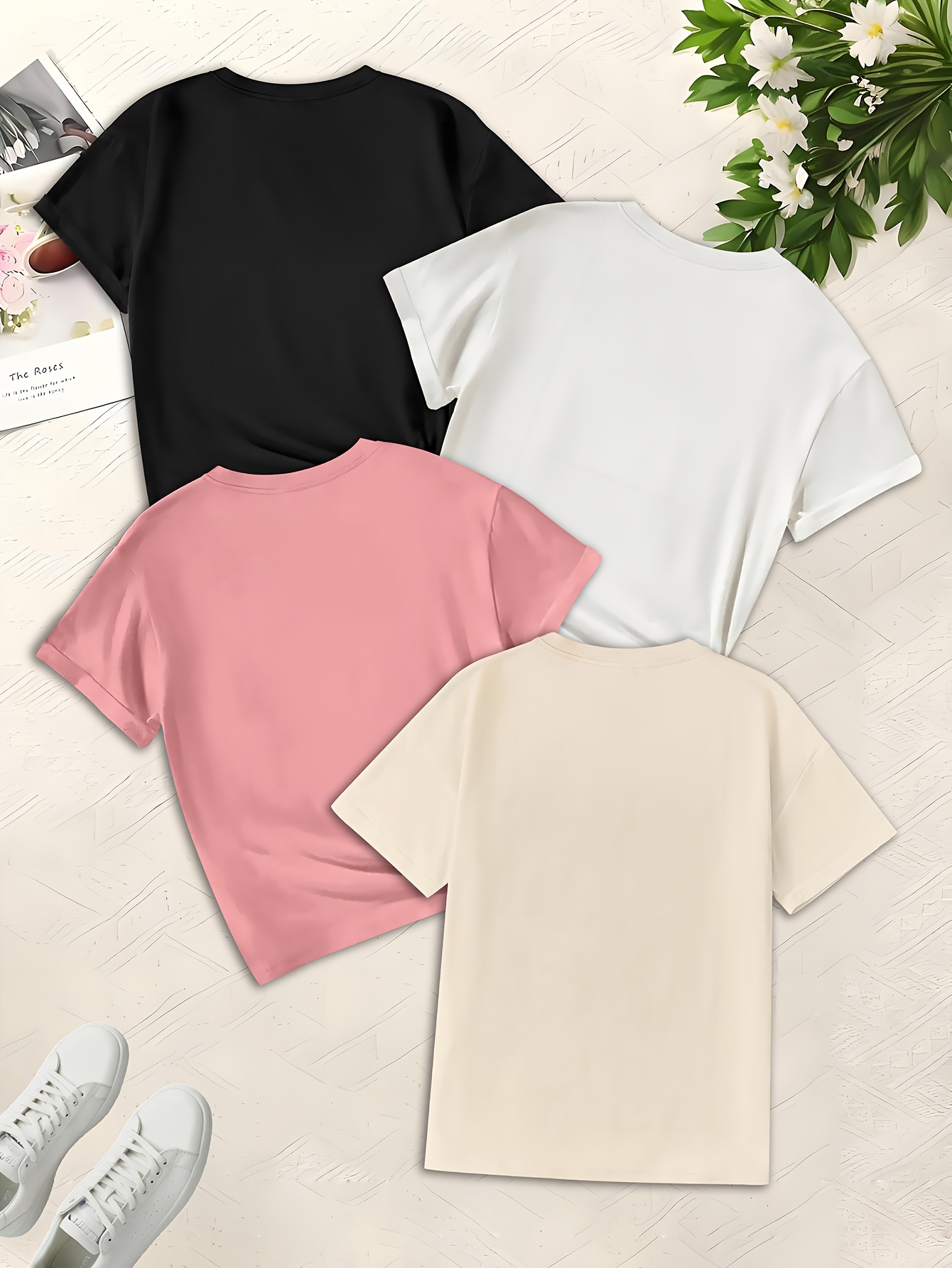 4pcs girls lazy cartoon axolotl graphic print trendy t shirts slightly stretch comfy crew neck short sleeve tee summer tops details 2