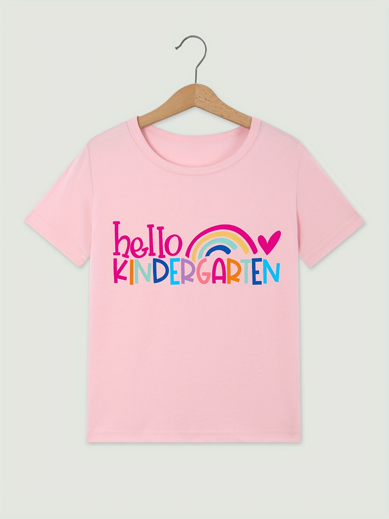 hello kindergarten print creative t shirts soft elastic comfy crew neck short sleeve tee girls summer tops details 4