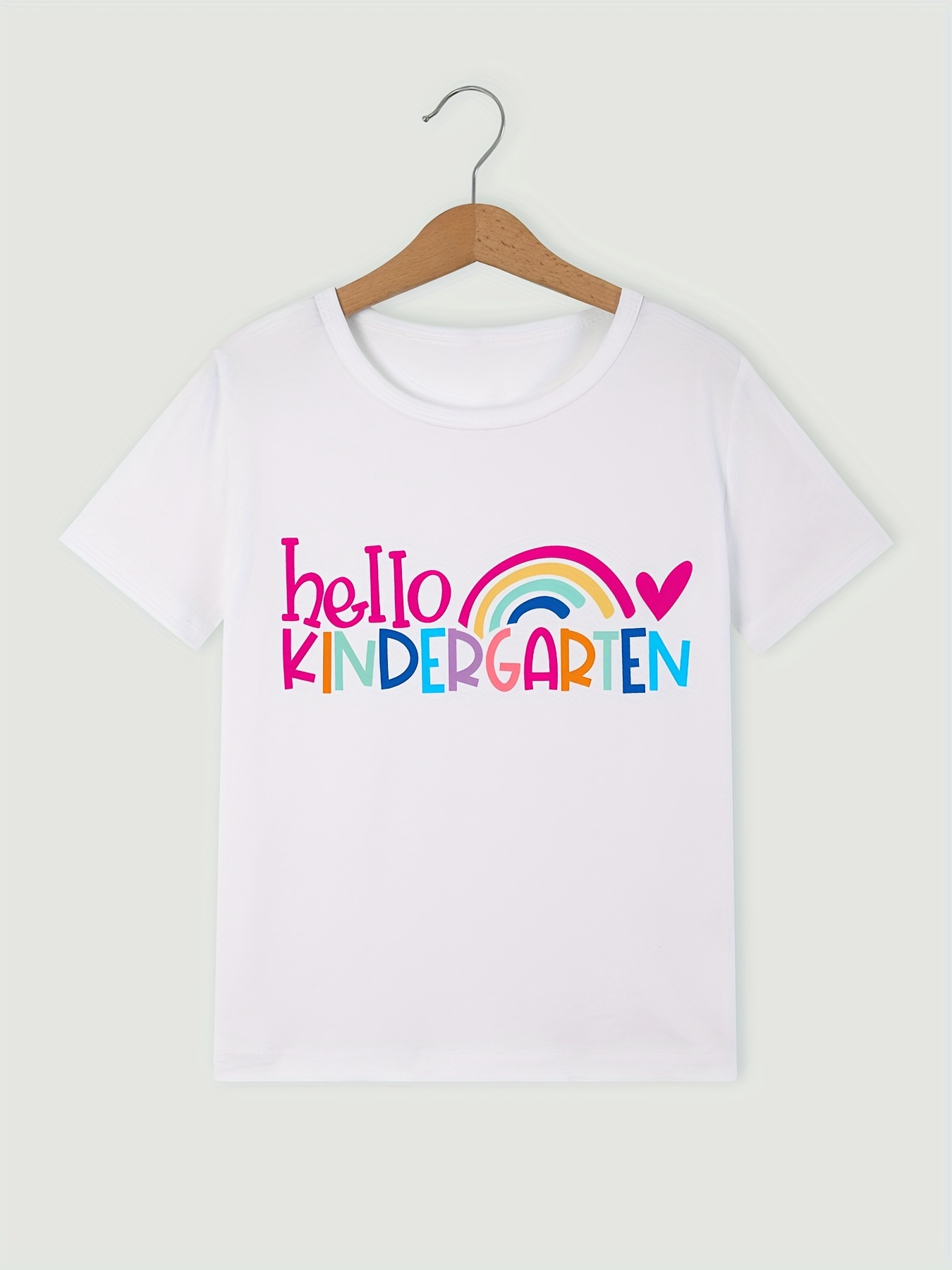 hello kindergarten print creative t shirts soft elastic comfy crew neck short sleeve tee girls summer tops details 17