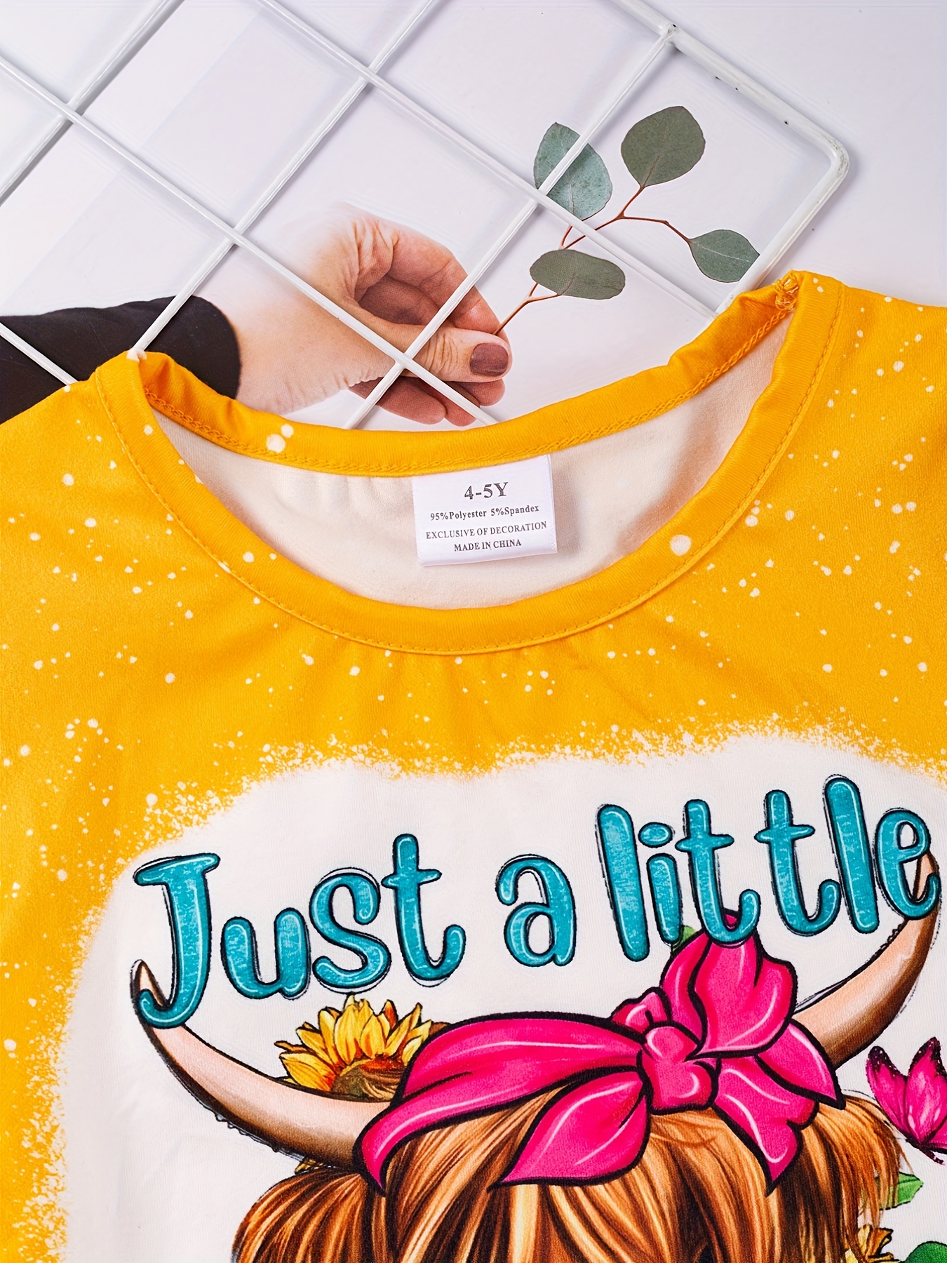 toddler girls sunflower cow head and letter graphic t shirt casual round neck tees top kids summer clothes details 28