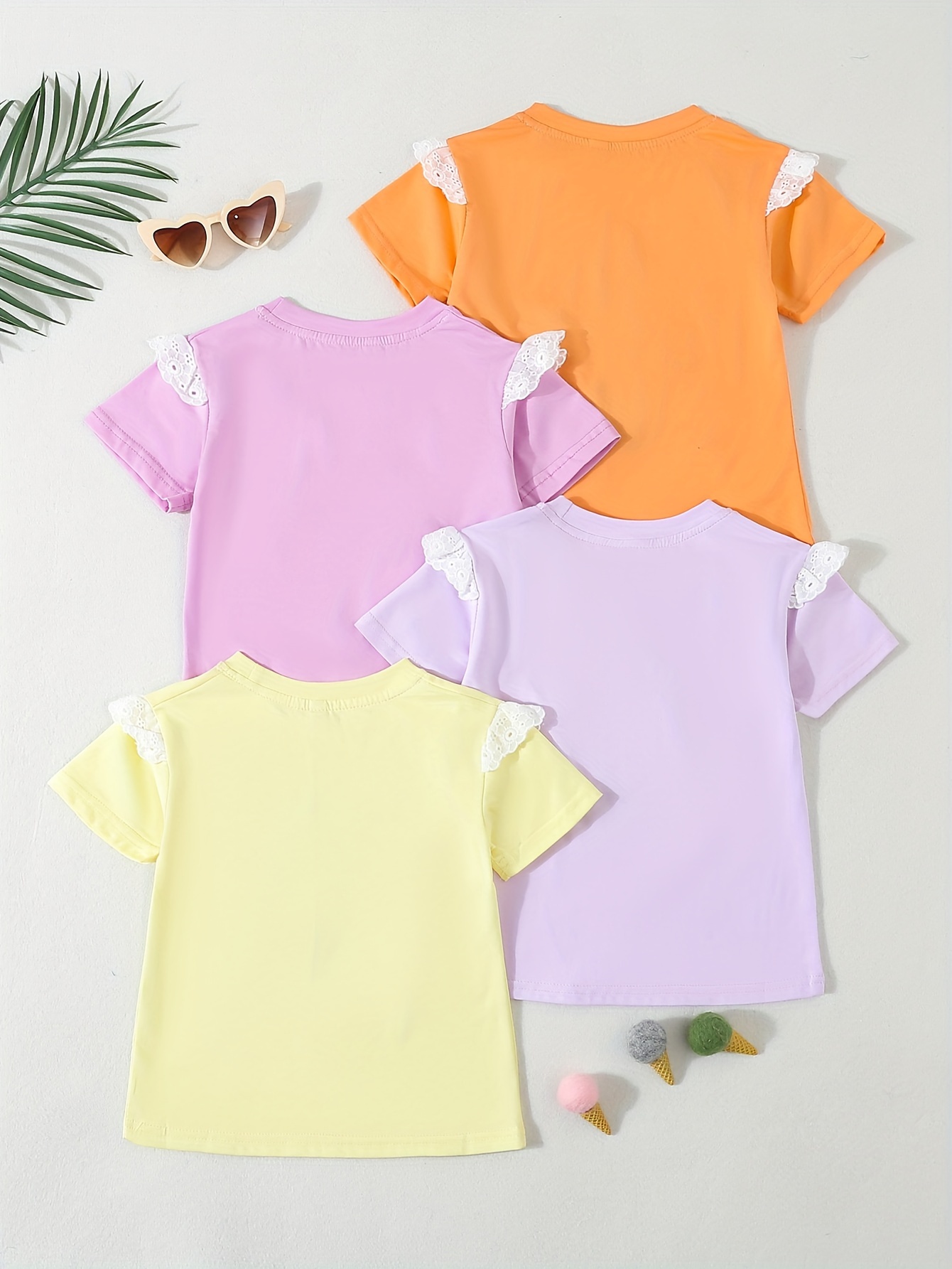 4pcs 95 cotton girls cartoon animal pattern t shirts set embroidery casual breathable short sleeve crew neck tee for summer details 3